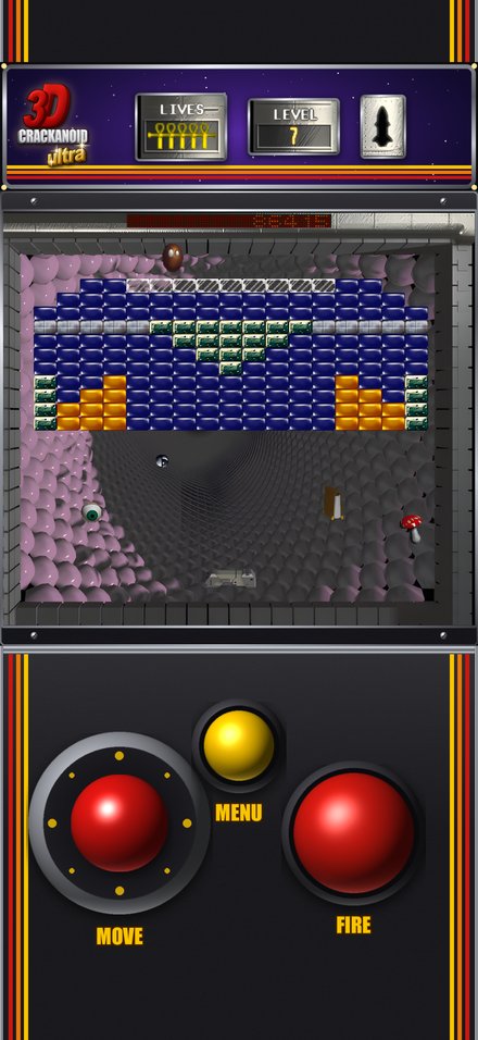 Playing level 7 in the arcade cabinet on an iPhone